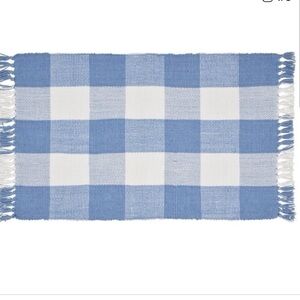 My Texas House Blue & White Gingham Fringe Layering Rug Easter 2026 NWT